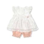 春のお出かけにぴったり！花柄シフォンレースワンピース＆カラーブルマセットアップ