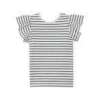 華やかさと快適さを両立！ジャニー アンド ジャックのネイビー ストライプ ラッフル トップ