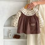 秋冬のお出かけにぴったり！ヴィンテージ風フローラルトップス&コーデュロイジャンパースカートセット