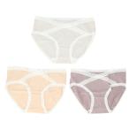 マタニティーライフを快適に！パープル×ベージュ×グレーのローライズショーツ3枚セット