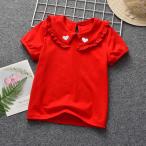 ☆レッド☆ 丸襟カットソーで彩るキッズファッション