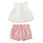 華やかで愛らしい！プティマインのオーガニックコットン フラワーレースチュニック×ブルマセット