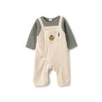 可愛さ満点！クマアップリケのサロペ風カバーオール