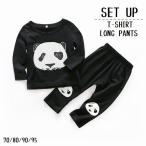 可愛さ満点！大きなパンダプリントの上下セットアップ